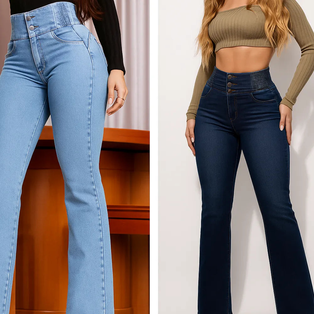 Calça Jeans Flare Modeladora de Cintura Alta [Compre 1 Leve 2]