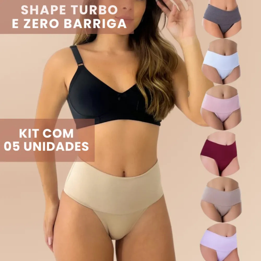 Kit 5 Calcinhas Shape Turbo e Cintura Fina [Black Friday]