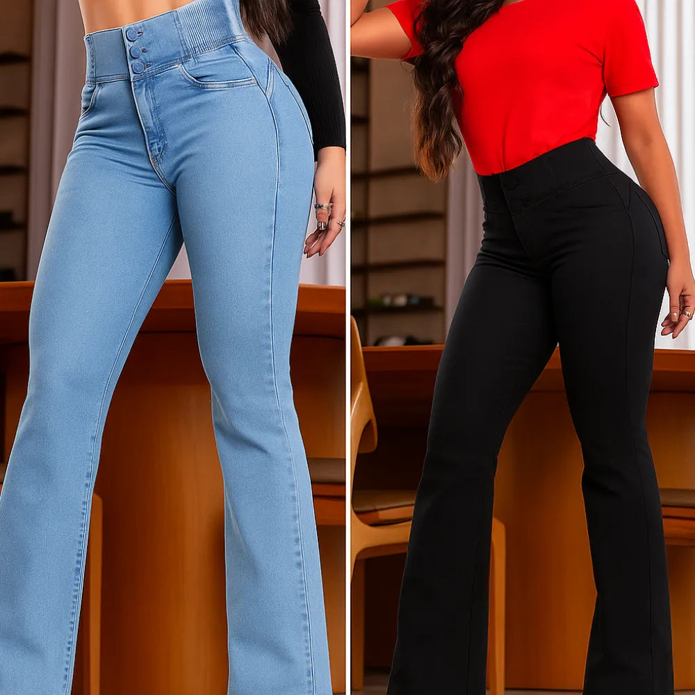 Calça Jeans Flare Modeladora de Cintura Alta [Compre 1 Leve 2]