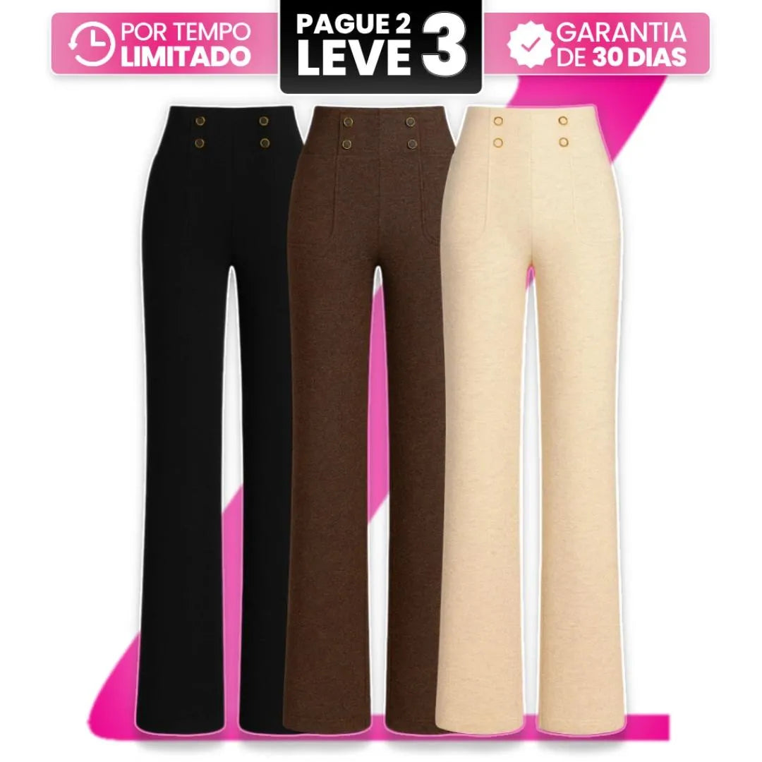 [Pague 2 Leve 3] Calça Solena Feminina em Algodão seco com Poliéster + Brinde Sortido