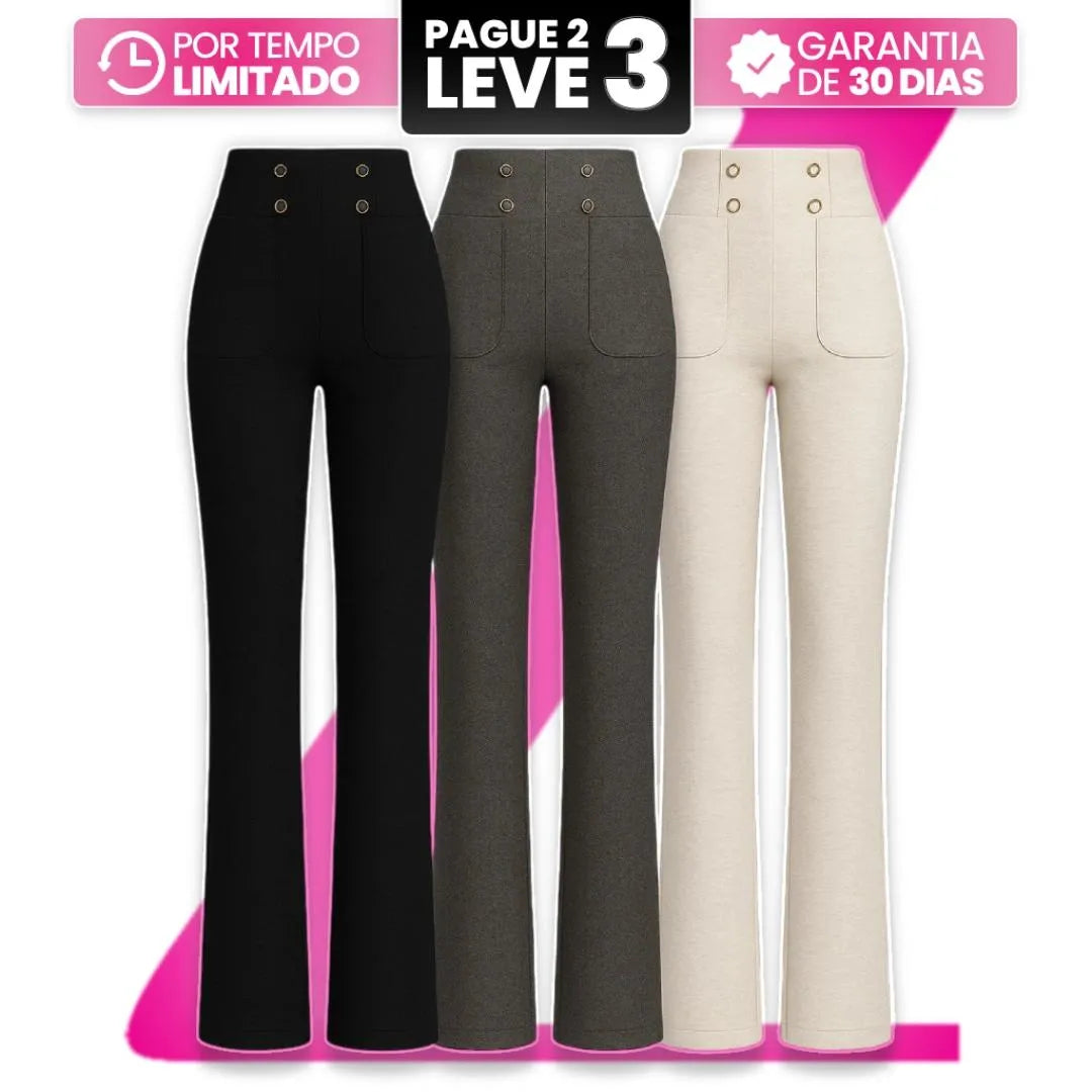 [Pague 2 Leve 3] Calça Solena Feminina em Algodão seco com Poliéster + Brinde Sortido