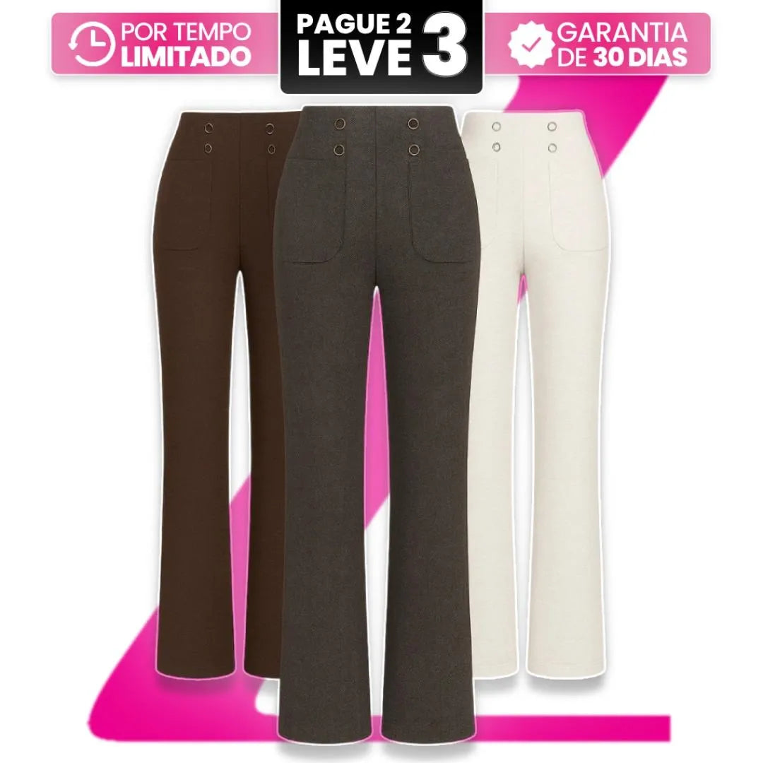 [Pague 2 Leve 3] Calça Solena Feminina em Algodão seco com Poliéster + Brinde Sortido