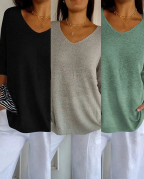Compre 1 Leve 3 Blusinhas Luna® com decote V e Malha Leve